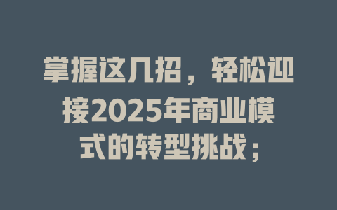 掌握这几招，轻松迎接2025年商业模式的转型挑战； 一