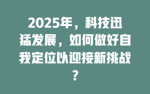 2025年，科技迅猛发展，如何做好自我定位以迎接新挑战？ 一