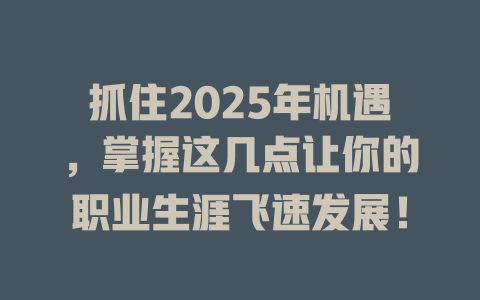 抓住2025年机遇，掌握这几点让你的职业生涯飞速发展！ 一