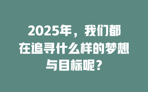 2025年，我们都在追寻什么样的梦想与目标呢？ 一