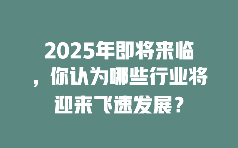 2025年即将来临,你认为哪些行业将迎来飞速发展? 一