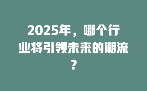 2025年，哪个行业将引领未来的潮流？ 一