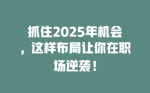 抓住2025年机会，这样布局让你在职场逆袭！ 一