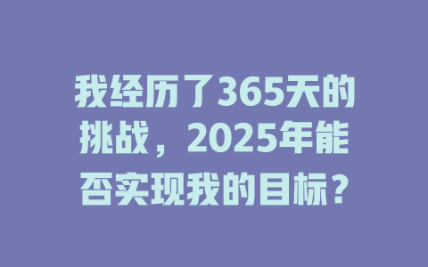 我经历了365天的挑战，2025年能否实现我的目标？ 一