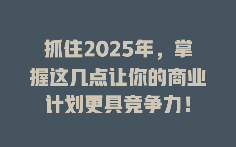 抓住2025年，掌握这几点让你的商业计划更具竞争力！ 一