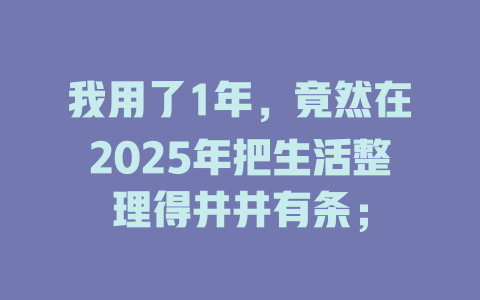我用了1年,竟然在2025年把生活整理得井井有条; 一
