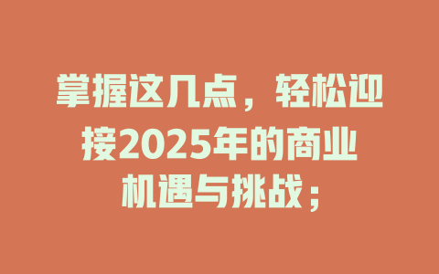 掌握这几点，轻松迎接2025年的商业机遇与挑战； 一