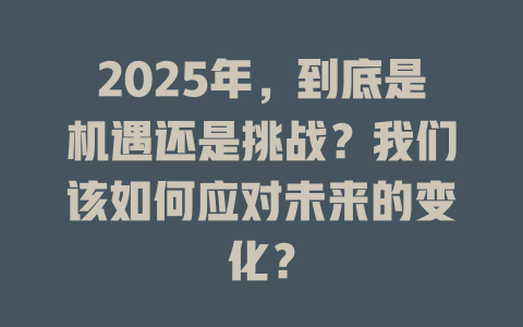 2025年，到底是机遇还是挑战？我们该如何应对未来的变化？ 一