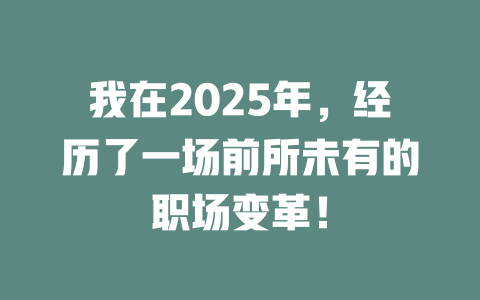 我在2025年，经历了一场前所未有的职场变革！ 一