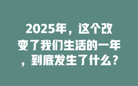 2025年，这个改变了我们生活的一年，到底发生了什么？ 一