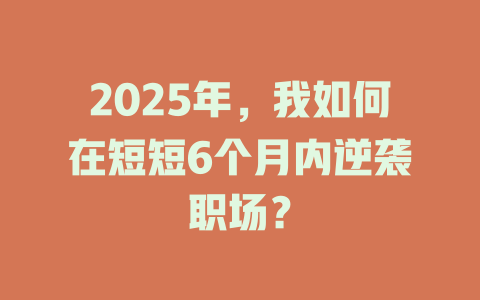 2025年，我如何在短短6个月内逆袭职场？ 一