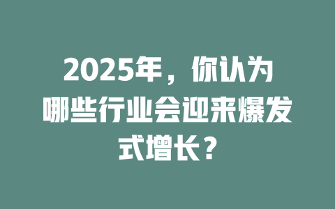 2025年，你认为哪些行业会迎来爆发式增长？ 一