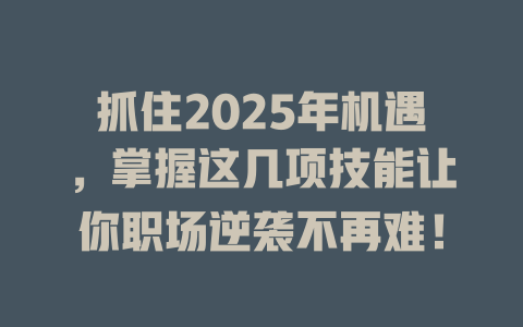 抓住2025年机遇，掌握这几项技能让你职场逆袭不再难！ 一