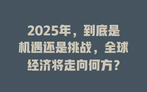 2025年，到底是机遇还是挑战，全球经济将走向何方？ 一