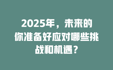 2025年，未来的你准备好应对哪些挑战和机遇？ 一