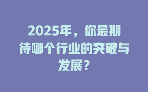 2025年，你最期待哪个行业的突破与发展？ 一