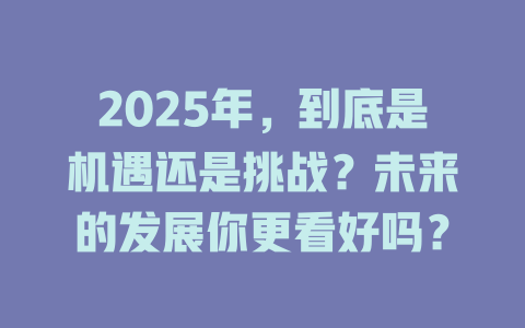 2025年，到底是机遇还是挑战？未来的发展你更看好吗？ 一