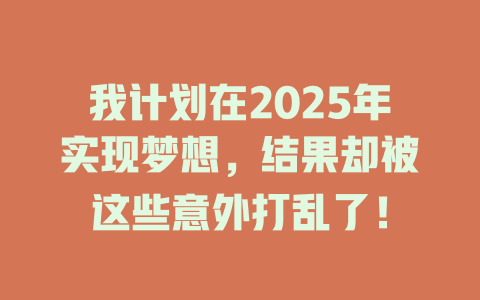 我计划在2025年实现梦想，结果却被这些意外打乱了！ 一