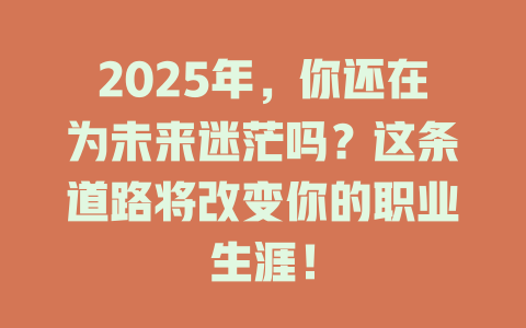2025年，你还在为未来迷茫吗？这条道路将改变你的职业生涯！ 一