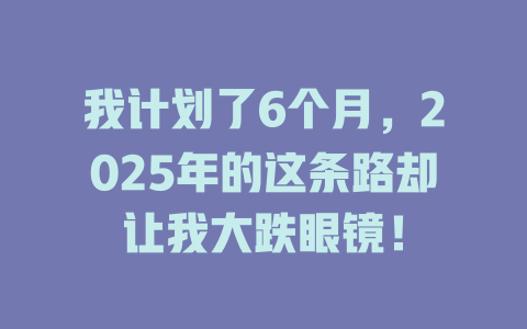 我计划了6个月，2025年的这条路却让我大跌眼镜！ 一