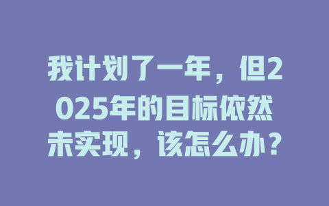 我计划了一年，但2025年的目标依然未实现，该怎么办？ 一