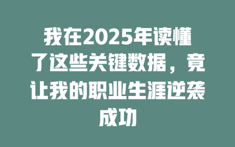 我在2025年读懂了这些关键数据，竟让我的职业生涯逆袭成功 一