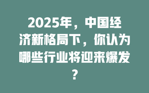2025年，中国经济新格局下，你认为哪些行业将迎来爆发？ 一