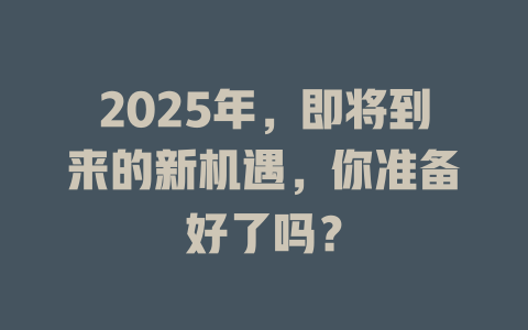 2025年，即将到来的新机遇，你准备好了吗？ 一