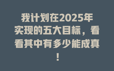 我计划在2025年实现的五大目标，看看其中有多少能成真！ 一